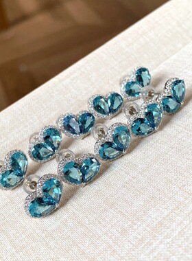 简约气质百搭果冻蝴蝶酥耳钉轻奢超仙镶钻伦敦蓝爱心蝴蝶结耳环女