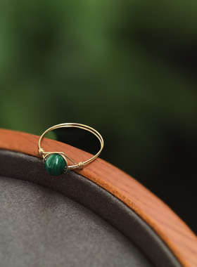 女14k包金原创不褪色孔雀石天然