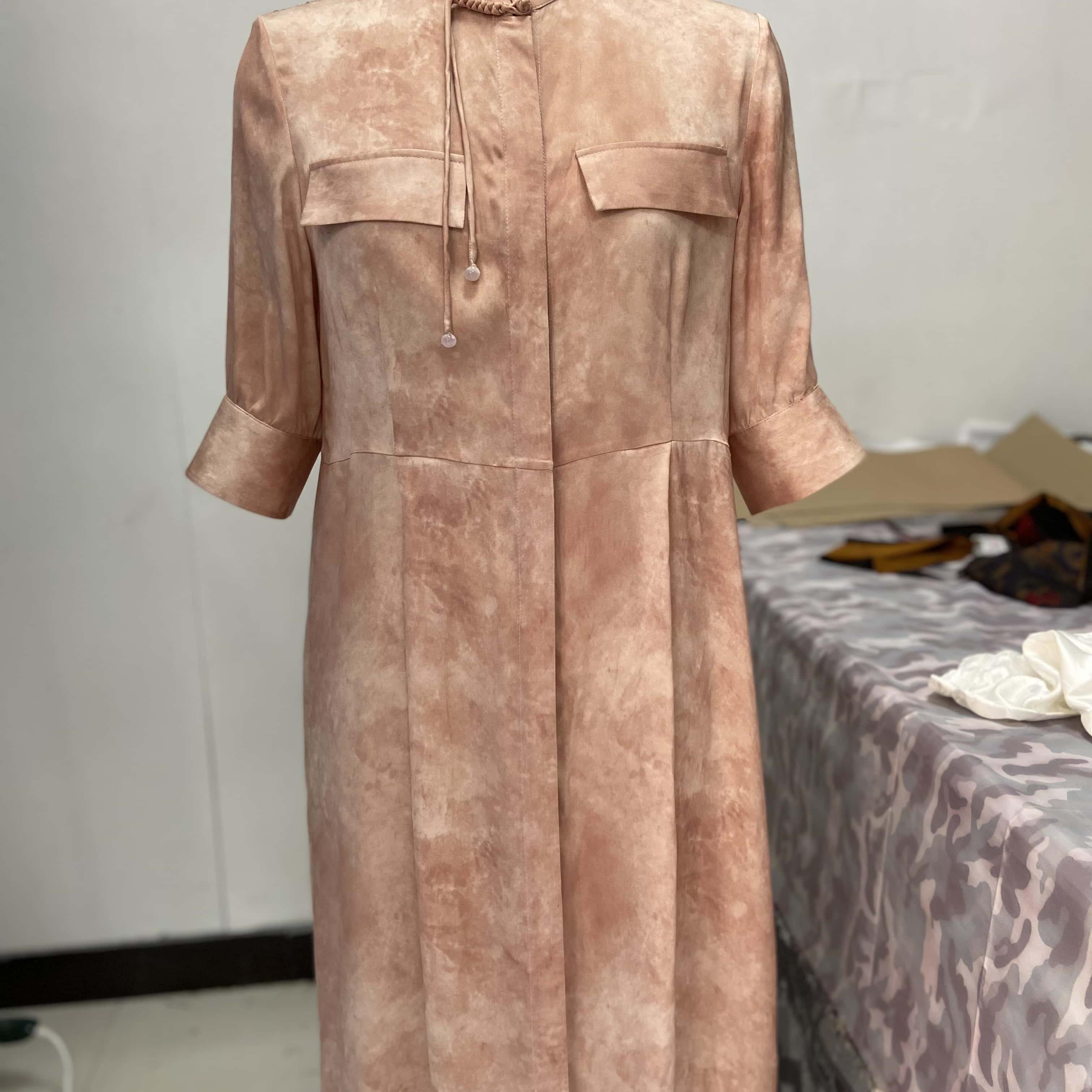 量体来料加工定制做香云纱旗袍真丝裙双面羊绒复古泡泡裙衬衣衬衫