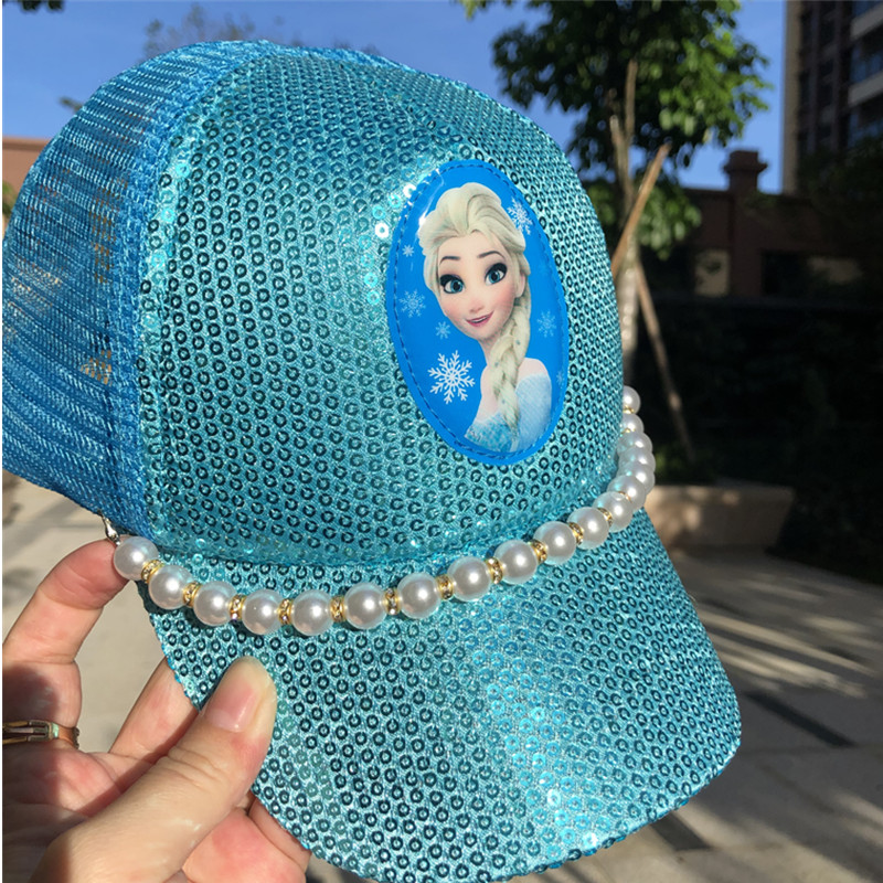 冰雪公主奇缘儿童太阳帽子卡通女孩鸭舌帽夏秋网眼防晒透气遮阳帽