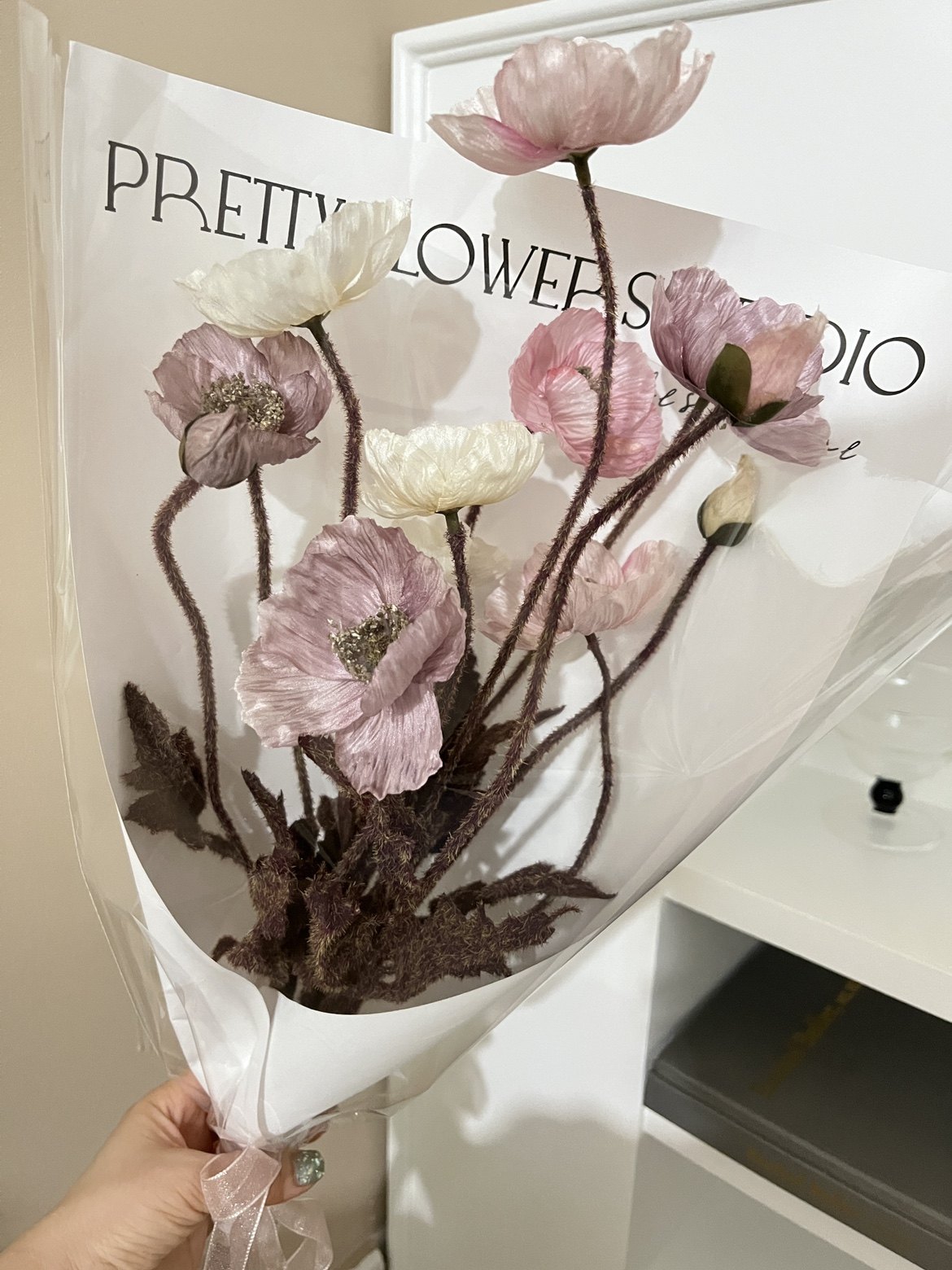 复古风仿真花干花虞美人罂粟花粉紫色系花材民宿装饰花摄影拍摄花