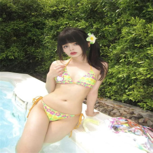 多巴胺少女可爱热带kitty比基尼绑带泳衣夏日海边度假夏威夷风情