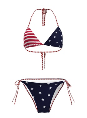 DK欧美性感比基尼泳衣小胸聚拢显大分体泳装绑带三角比基尼泳衣女