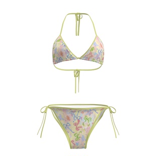 高颜值果汁系印花分体绑带比基尼两件套女海边休闲款 女 爱泳衣套装