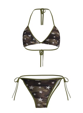 2025新款DK欧美性感比基尼女小胸聚拢三点式绑带沙滩度假分体泳衣