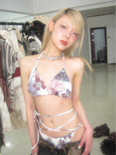 度假内衣套装 夏日女士性感2024新款 性感绑带挂脖比基尼泳衣女套装