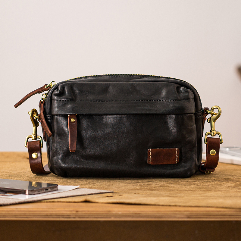 后步真皮男士斜挎包休闲单肩包潮
