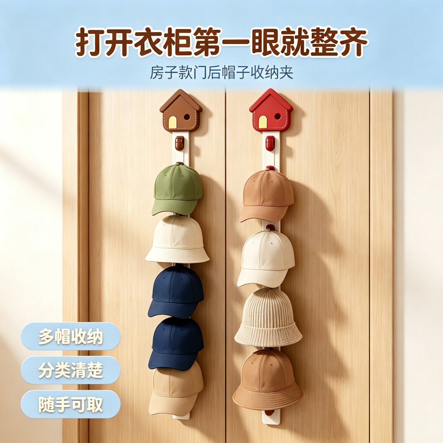 门后墙挂帽子收纳架宿舍衣柜