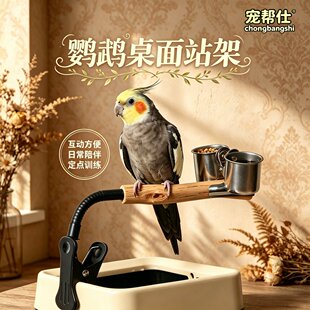 鹦鹉站架功能杆花椒木夹子创垃圾桶定点拉屎多意专用训练玄凤厕所
