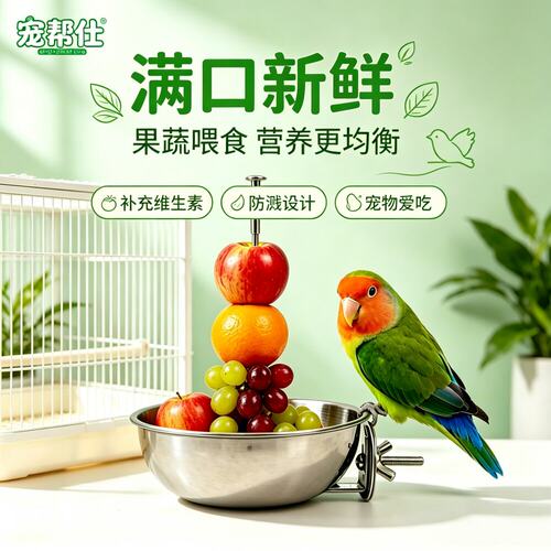 鹦鹉不锈钢水果蔬菜挂钩喂食器