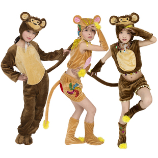 儿童动物舞蹈服装小猴子吃西瓜演出服幼儿园卡通猴子捞月亮表演服