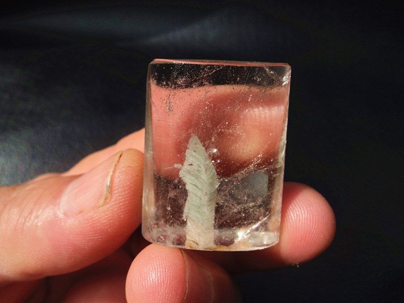 矿石天然绿幽灵千层幽灵水晶平安无事牌吊坠32&times;26&times;14mm18.8g