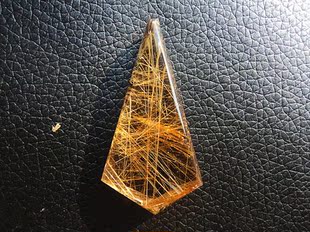 中国水晶矿石天然钛晶金发晶无事牌吊坠挂件 13.1g 44×23×11mm