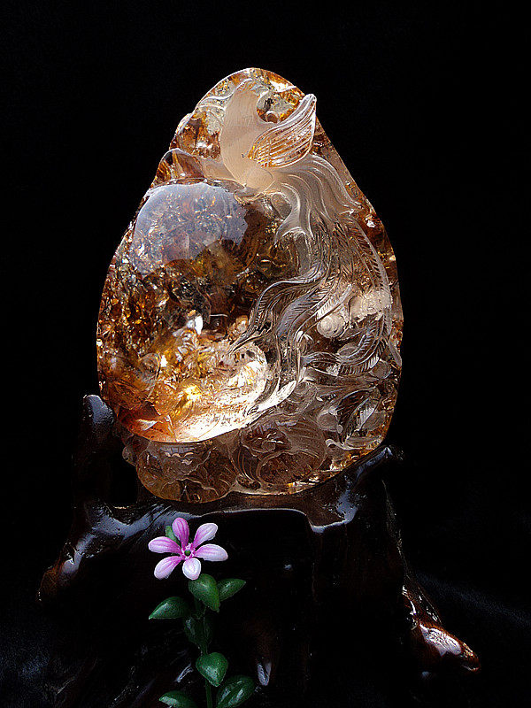 中国水晶矿石天然黄焦花白水晶 锦绣前程 22&times;10&times;6cm