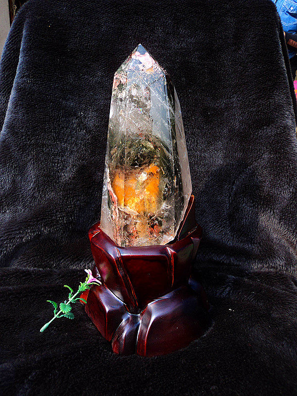 水晶矿石天然三色绿幽灵黄幽灵千层山金字塔水晶柱290*100*90mm