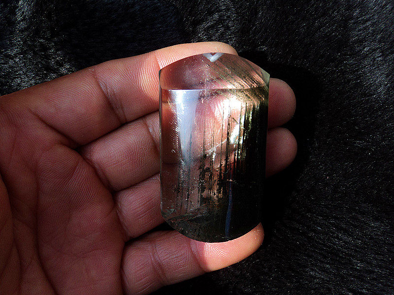 中国水晶矿石天然绿幽灵内有千层山水晶吊坠 56*33*18mm 67.6g