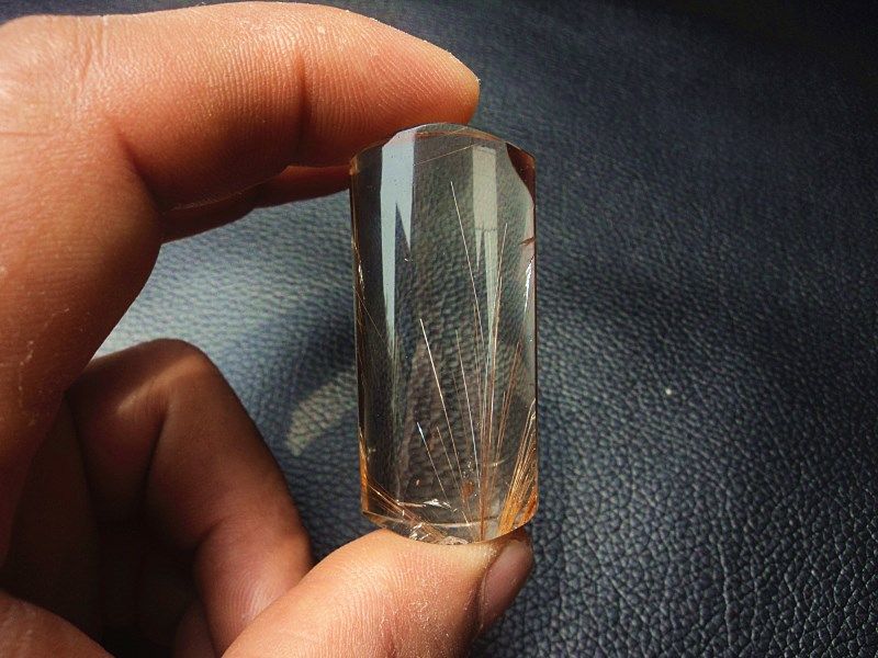 中国水晶矿石天然钛晶金发晶无事牌吊坠挂件 51&times;28&times;14mm 32.2g