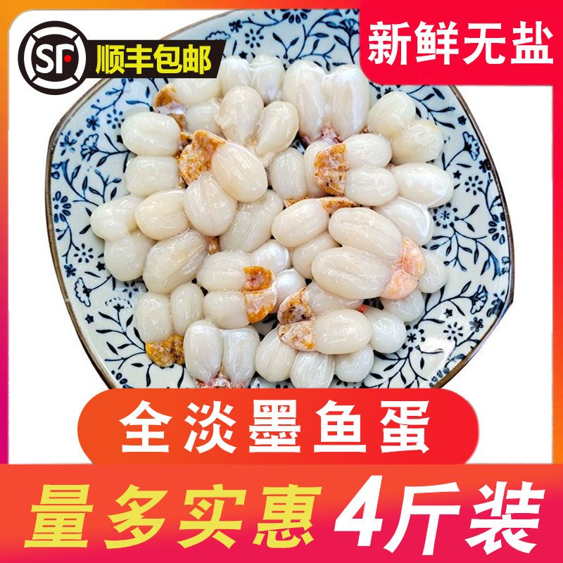 宁波新鲜大墨鱼蛋4斤 全淡无盐乌贼蛋咸目鱼蛋 大白蛋海鲜下饭菜