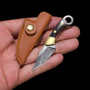 迷你铜柄小刀彩木锋利微型随身激光花纹钥匙扣挂件拆快递开箱小刀