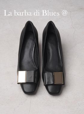 [蓝调胡子·LBDB]粗跟蝴蝶结扣圆跟6cm高跟鞋VH2352