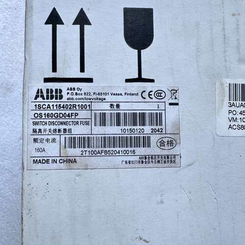 议价ABB隔离开关熔断器组OS160GD04FP全新现货，包好包