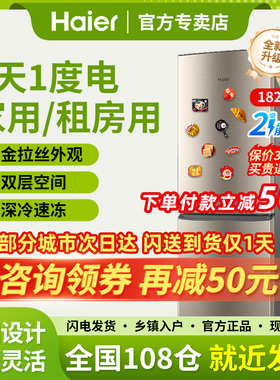 Haier海尔冰箱182L/123双门节能静音两门深直冷速冻家用219升三门