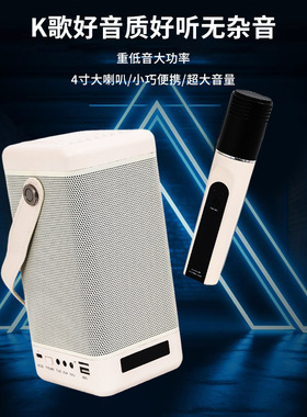 新款手提便携网红户外K歌音响无线麦克风大功率蓝牙音箱儿童练歌