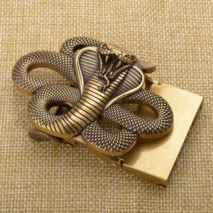 眼镜蛇皮带扣自动扣头男士合金耐磨配件裤带头潮流卡扣3.5腰带头