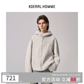 KOERRL 重磅轻奢羊驼毛毛呢连帽短宽阔型拉链夹克外套