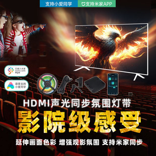 智能已接入米家APP流光溢彩HDMI电视随屏光同步语音控制氛围灯带