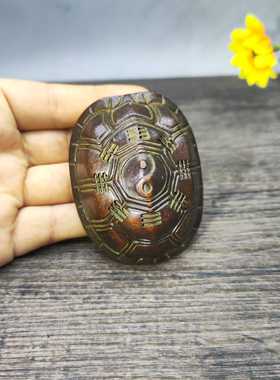 古玩杂项收藏仿古大清乾隆年制八卦龟甲手把件家居装饰品工艺品