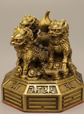 纯铜八卦麒麟摆镇摆件运财麒麟阵福禄麒麟三只麒麟家居工艺品装饰