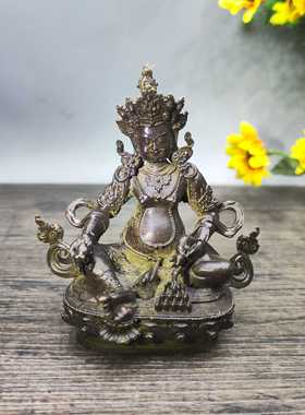 古玩杂项收藏仿古大清乾隆年制黄财神铜像家居装饰品工艺品摆件