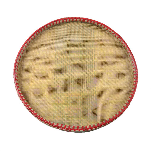 竹编米筛圆形簸箕家用晾晒筛子