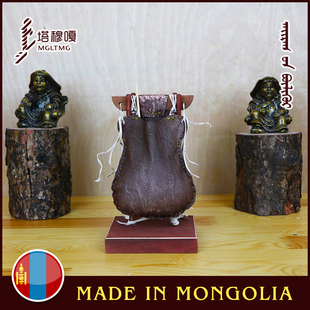 蒙古国进口酸奶桶工艺品纯手工制作山羊皮装饰品摆件古老传统工艺
