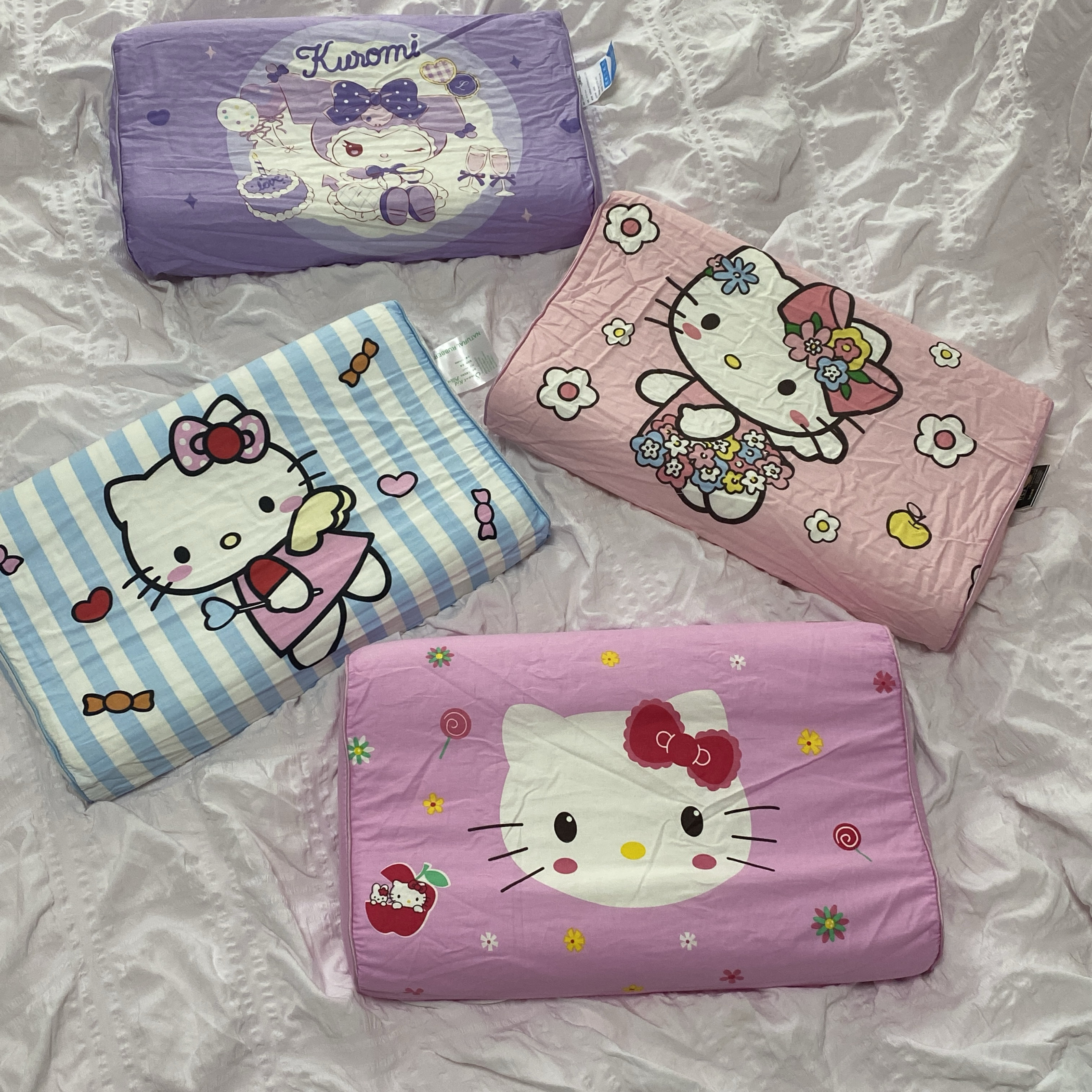 卡通kt猫枕头少女心乳胶枕幼儿园宝宝小孩大人车用套装