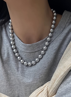 真多麻色珍珠项链高级感法式复古