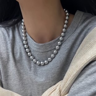 真多麻色珍珠项链高级感法式复古秋冬百搭小众毛衣链