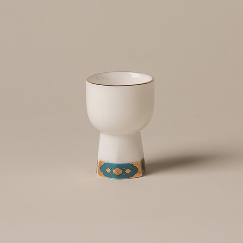 茗瓷点釉上彩描金高脚酒杯