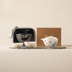 白瓷釉上彩快客杯陶瓷旅行快客杯中国白茶杯防烫茶具