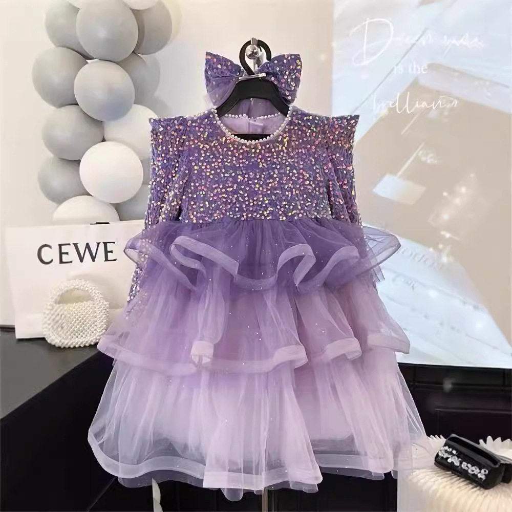 2024亮片童装童裙 女童加绒亮片公主裙女宝网纱蓬蓬生日蛋糕礼,童装/婴儿装/亲子装,连衣裙,淘宝优惠券,粉丝福利购,淘宝优惠卷