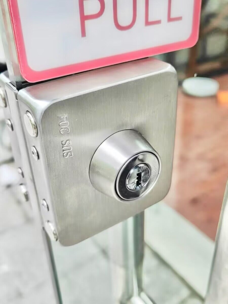 玻璃门锁免开孔双开门锁办公室单门无框玻璃锁方不锈钢形店铺锁