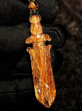 天然钛晶宝剑吊坠项链挂件饰男女饰品