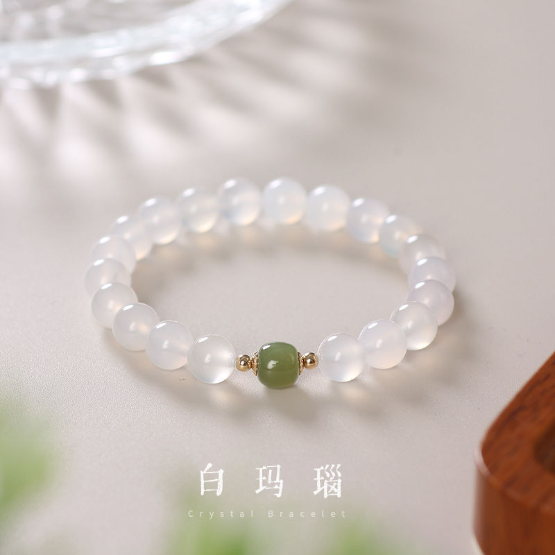 原创天然白玛瑙和田玉手