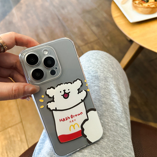 12ProMax麦门薯条线条小狗情侣16plus透明软iPhone15卡通适用苹果14华为NOVA13真我neo7可爱findx8手机壳创意