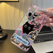 ins风猫咪无边框iPhone12手机壳带支架1加ACE5适用FINDX8透明14ProMax超薄小米15高级感13苹果16Plus硬卡通女