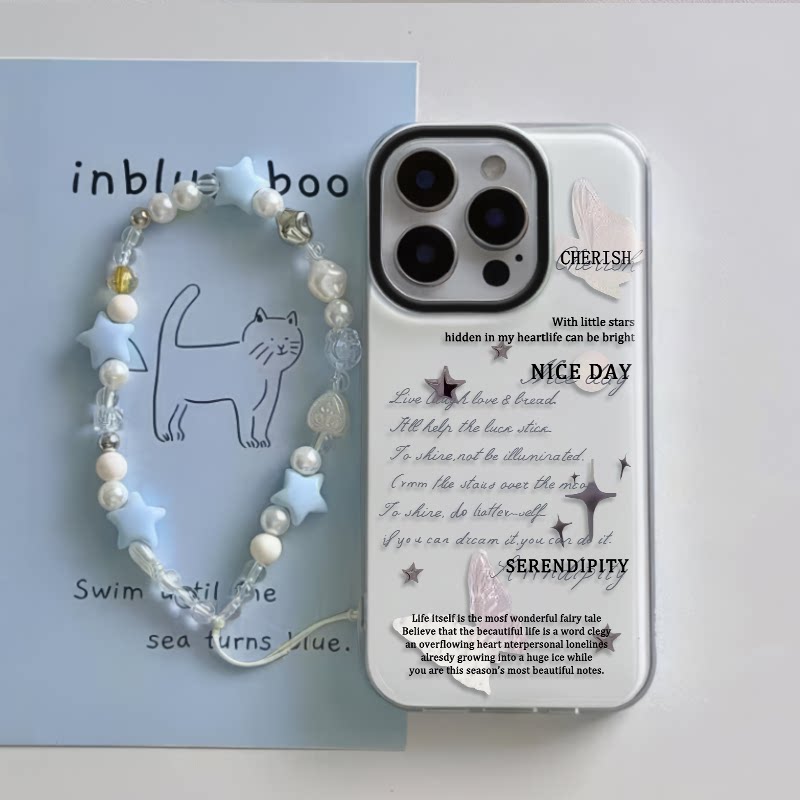 IQOOZ10TURBO苹果16小众13英语蝴蝶iPhone15适用小米14大孔OPPOFINDX8手机壳带挂绳12ProMax硬ins风荣耀POWER