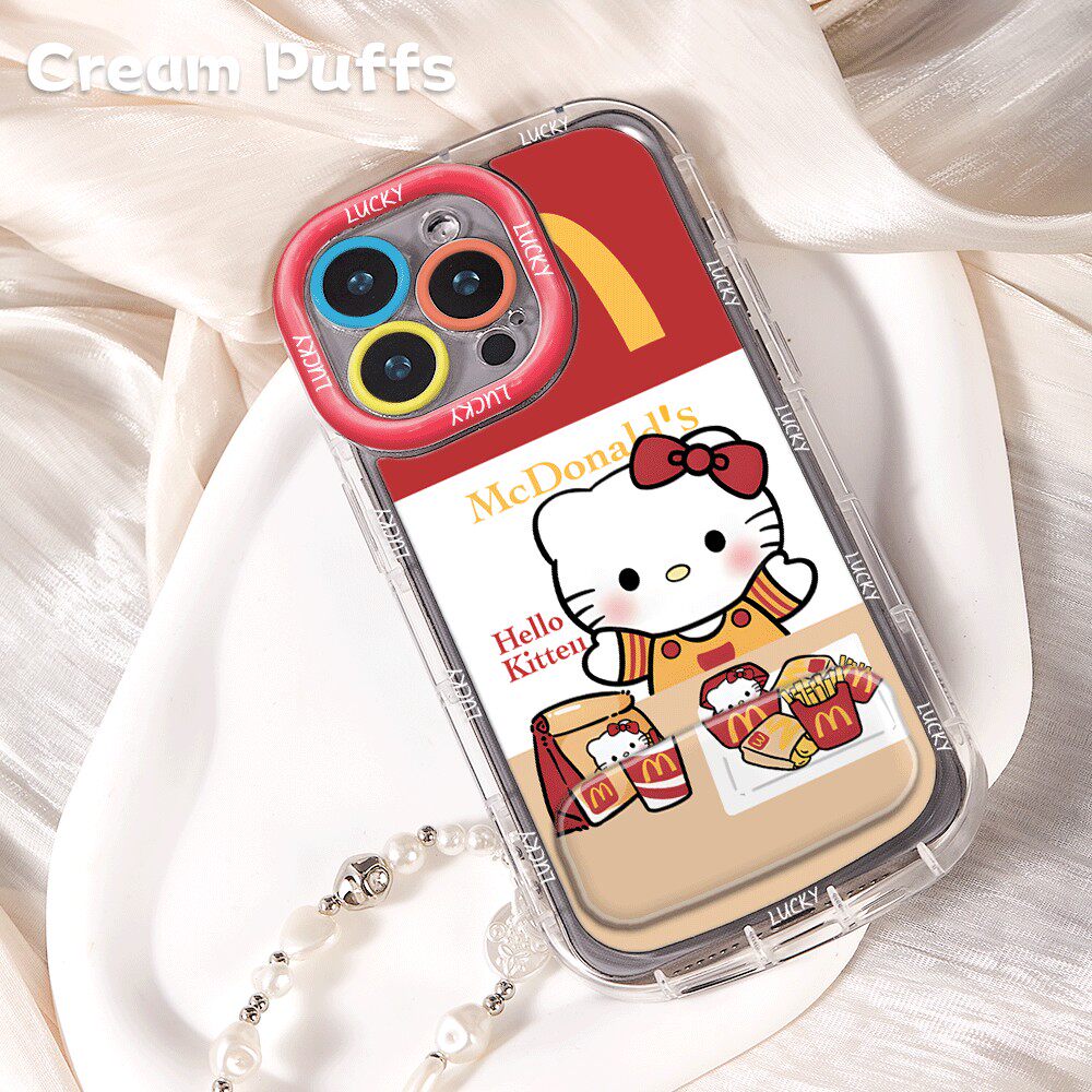 OPPOA6PROM记凯蒂猫iPhone16带挂绳15plus手机壳可爱12软适用苹果14镜子支架小米17ProMax高颜值卡通K13TURBO