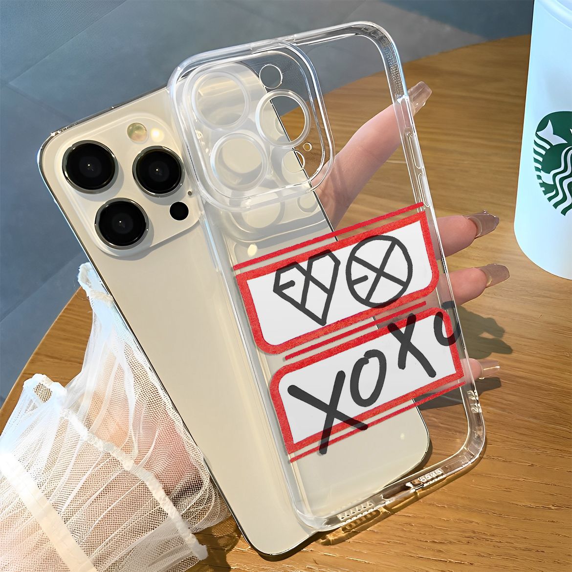 手机壳iPhone16ProMax苹果17简笔exo周边OPPOReno1c5软14plus真我NEO8适用ins风华为Nova13透明12红米K90新款