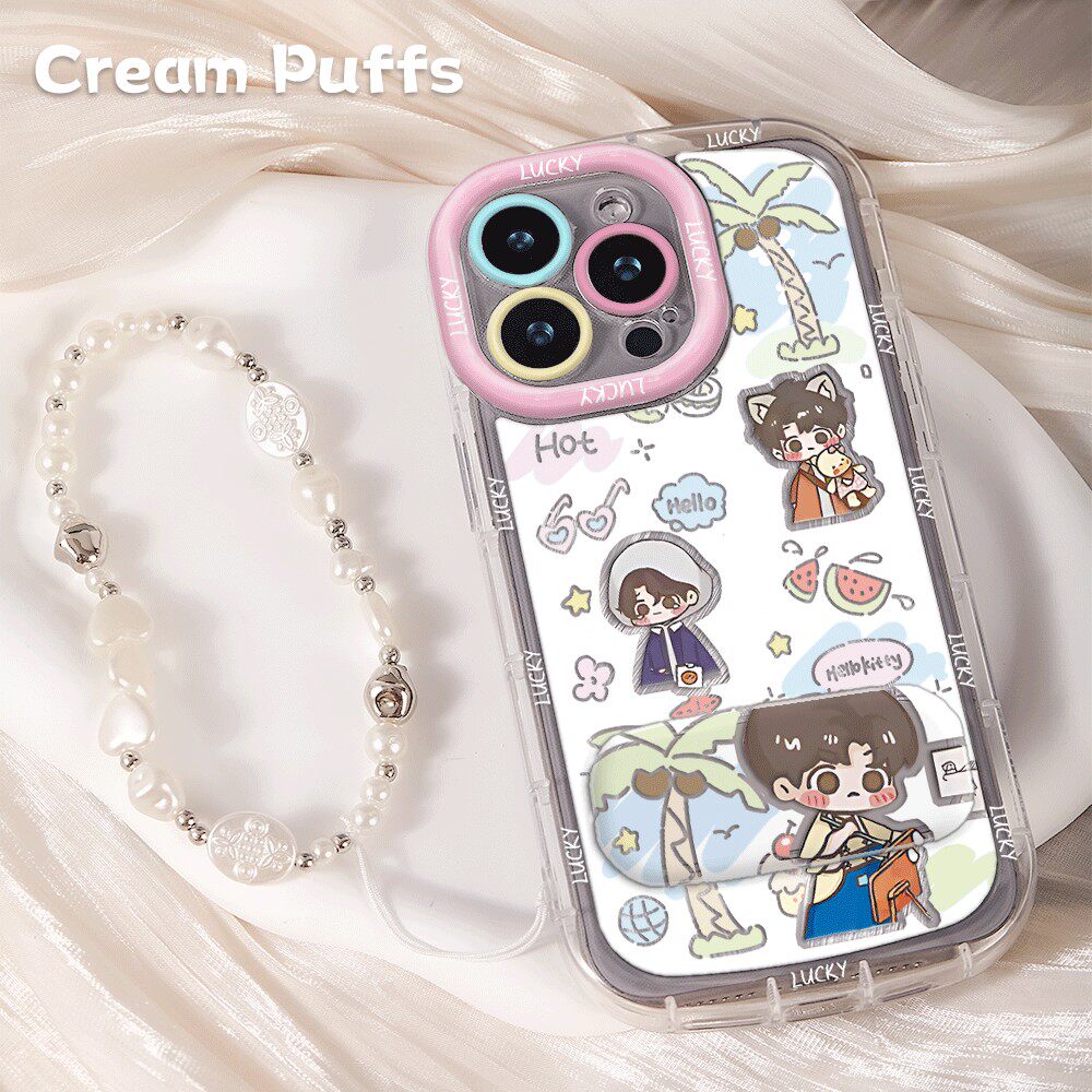 夏日画画檀健次iPhone16高颜值带挂绳15plus手机壳17软麦芒40卡通适用苹果14镜子支架13ProMax可爱华为MATE80